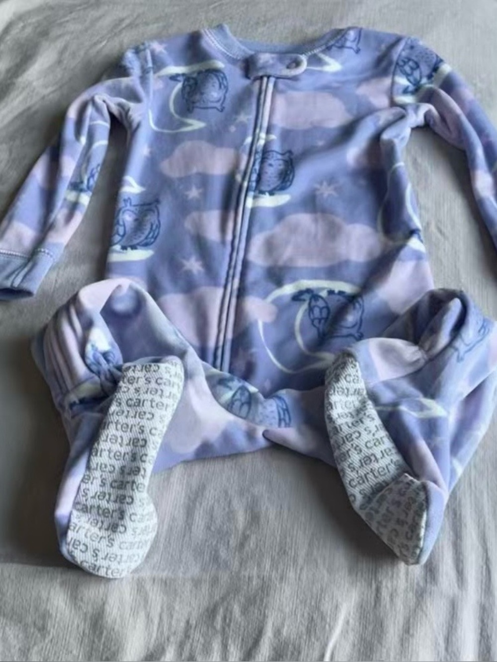 Carter's Lavender Owl Fleece Footed One-Piece NWOT